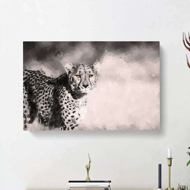 Cheetah with Orange Eyes in Abstract - Wrapped Canvas Painting Print East Urban Home Size: 40cm H x 60cm W x 3cm D on Productcaster.