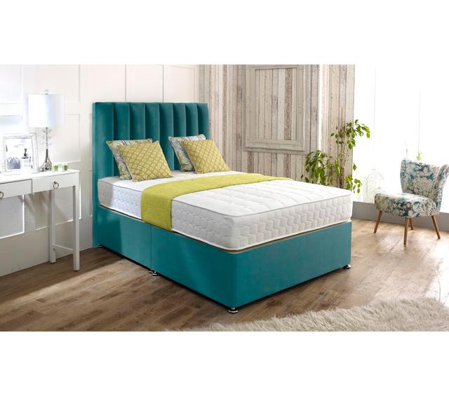 Vincent Divan Base Fairmont Park Storage Type: 2 Drawers (Same Side), Size: Super King (6'), Colour: Teal on Productcaster.