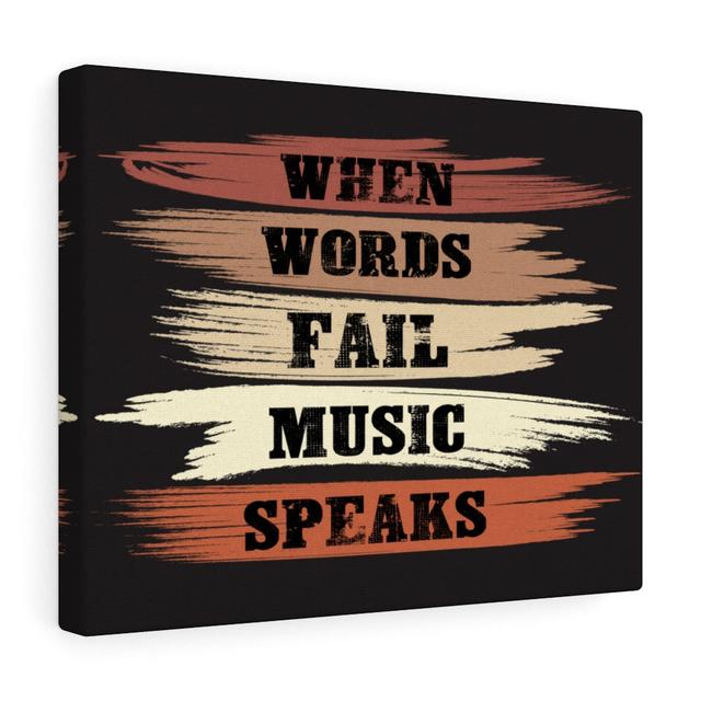 When Words Fail Music Speaks - Wrapped Canvas Typography Blue Elephant on Productcaster.