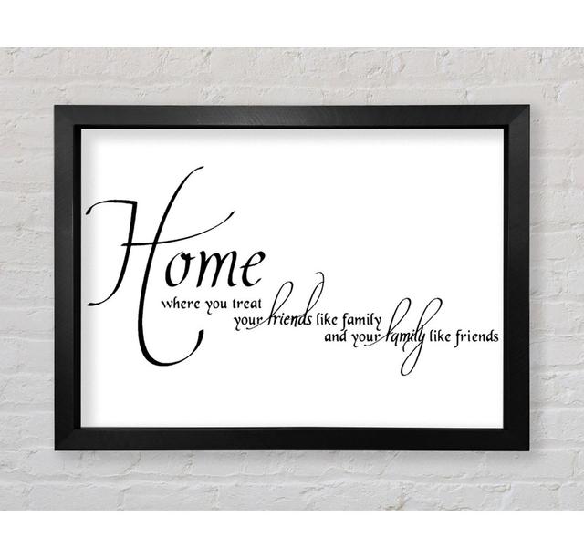 Family Quote Home Family Friends Framed Print Wall Art Happy Larry Size: 42cm H x 59.7cm W x 3.4cm D, Format: Black Framed Paper on Productcaster.