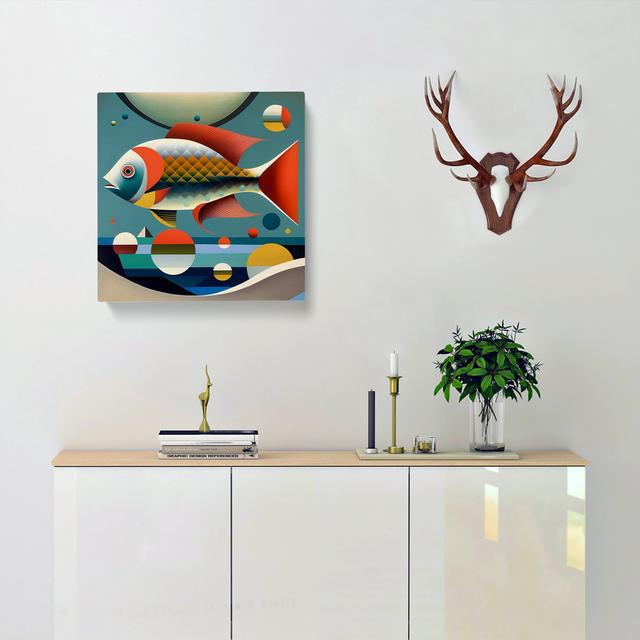 Fish Bauhaus Painting No.1 House of Hampton Size: 35cm H x 35cm W x 3cm D on Productcaster.