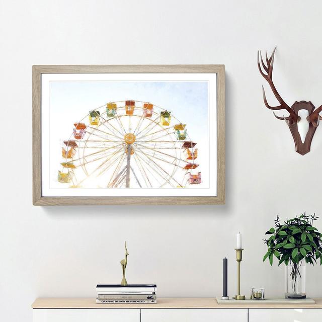 Colourful Ferris Wheel - Picture Frame Graphic Art Print East Urban Home Size: 62cm H x 87cm W x 2cm D, Frame Option: Oak Framed on Productcaster.