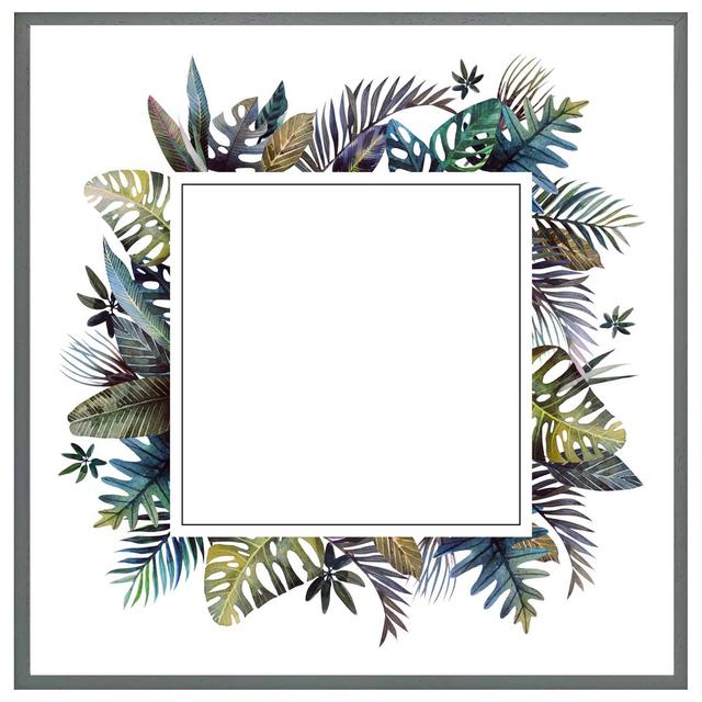 Addiline Square Tropical Border - Print Bay Isle Home Size: 51cm H x 51cm W x 4cm D, Format: Grey Framed on Productcaster.