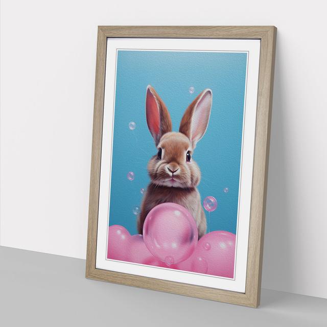 Rabbit Bubble Gum - Single Picture Frame Art Prints on Wood 17 Stories Size: 46cm H x 34cm W x 2cm D, Format: Oak Framed on Productcaster.