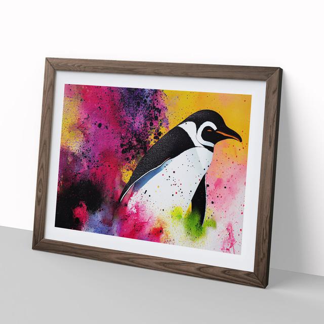 Penguin Splash Vol.1 Abstract - Picture Frame Graphic Art Marlow Home Co. Size: 46cm H x 64cm W x 2cm D, Frame Colour: Walnut on Productcaster.