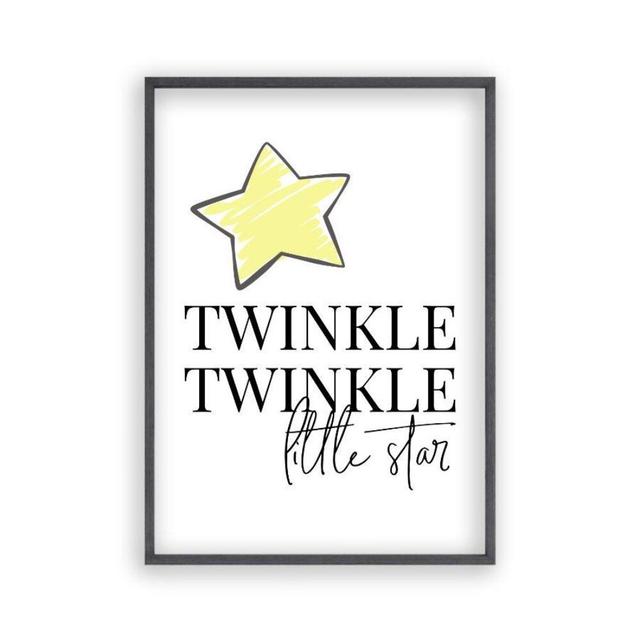 'Twinkle Twinkle Little Star' Textual Art On Canvas East Urban Home Format: Black Oak Frame, Size: 31 cm H x 22 cm W on Productcaster.