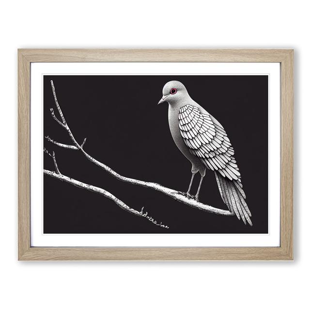 Alluring Dove Bird - Picture Frame Graphic Art Marlow Home Co. Size: 46cm H x 64cm W x 2cm D, Frame Colour: Oak on Productcaster.