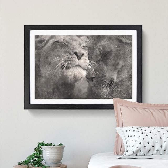 Pair of Loving Lions - Picture Frame Graphic Art Print East Urban Home Format: Black, Size: 24cm H x 33cm W x 2cm D on Productcaster.