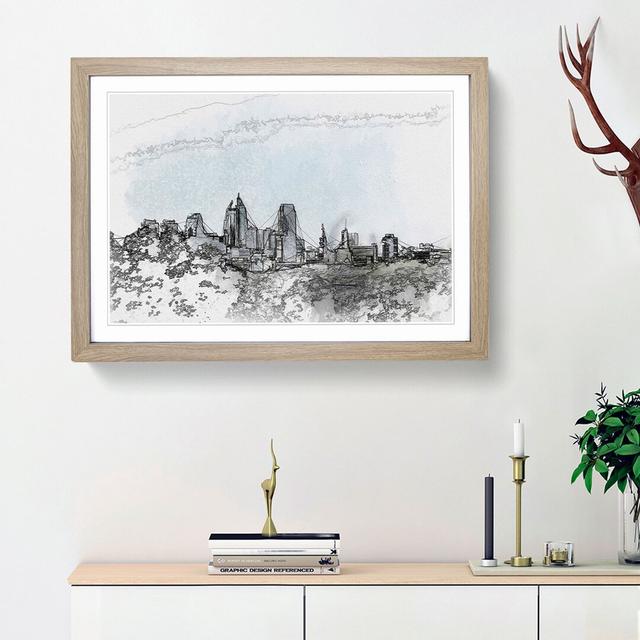 Philadelphia Skyline - Picture Frame Graphic Art Print East Urban Home Format: Oak Framed, Size: 36cm H x 48cm W x 2cm D on Productcaster.