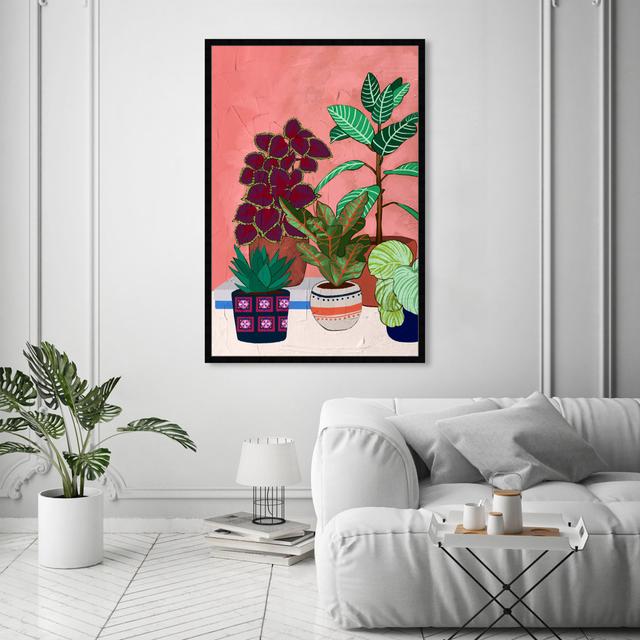 Floral And Botanical Modern Plant Garden, Tropical Pink Framed Wall Art Print For Living Room Oliver Gal Size: 137.16cm H x 91.44cm W x 3.81cm D, Fram on Productcaster.