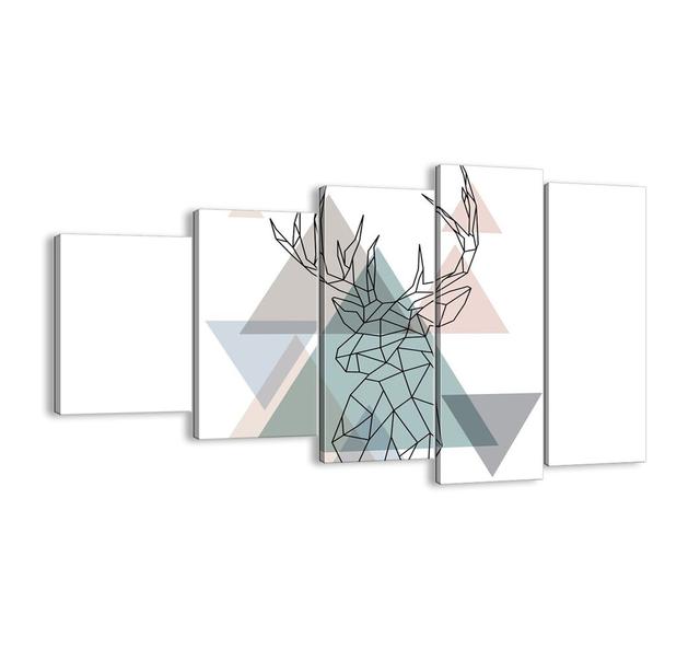 In a Geometric Forest - 5 Piece Unframed Graphic Art Print Set on Canvas Mikado Living Size: 60cm H x 100cm W x 1.8cm D on Productcaster.