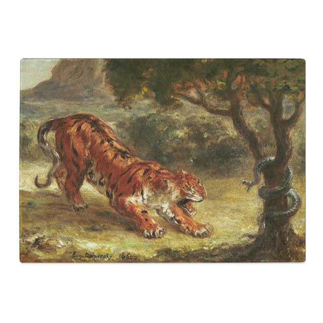 Tiger and Snake by Eugene Delacroix Chopping Board East Urban Home Size: 0.4cm H x 20cm W x 28.5cm L on Productcaster.