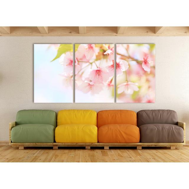 Cherry Blossom 3-Piece Photograph Set on Canvas East Urban Home Size: 120cm H x 240cm W on Productcaster.