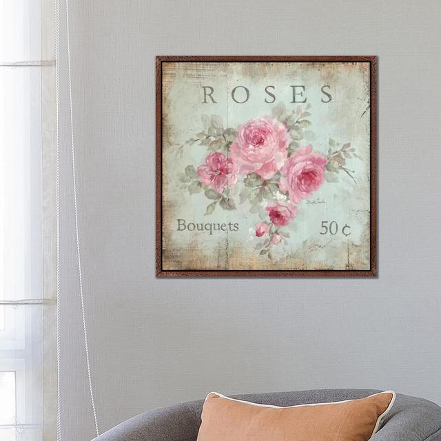 Rose Bouquets (50 Cents) by Debi Coules - Graphic Art Print on Canvas Fleur De Lis Living Frame Option: Brown Framed, Size: 66.04cm H x 66.04cm W x 3. on Productcaster.