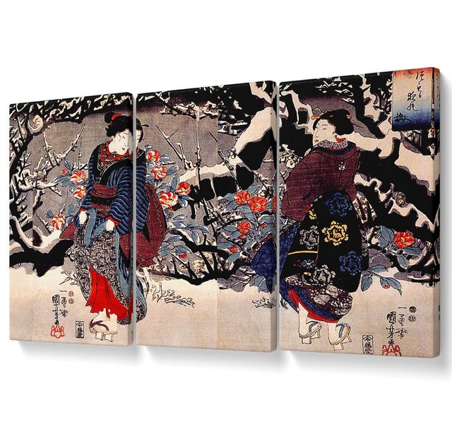 Utagawa Kuniyoshi Japanese Women - 3 Piece Wrapped Canvas Graphic Art Rosalind Wheeler Size: 142.2cm H x 304.8cm W on Productcaster.