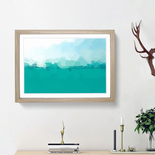 Aqua Green Water Level in Abstract - Picture Frame Graphic Art Print on MDF East Urban Home Size: 48cm H x 65cm W x 2cm D, Frame Option: Oak Framed on Productcaster.