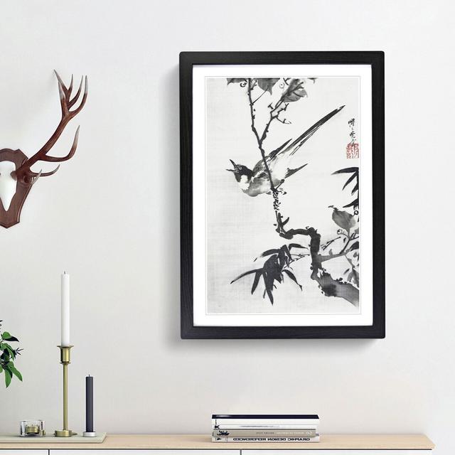 Singing Bird on a Branch by Kawanabe Kyosai - Picture Frame Painting Print East Urban Home Frame Option: Black Framed, Size: 36cm H x 27cm W x 2cm D on Productcaster.