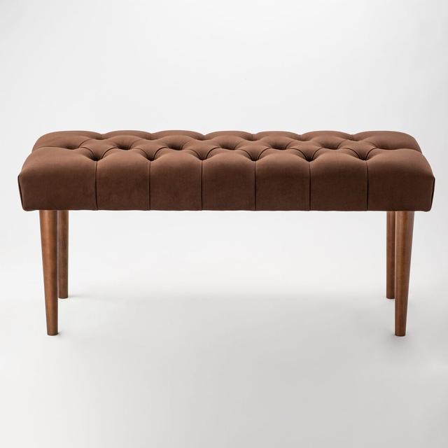 Evidens Upholstered Bench bench4home Colour: Bronze/Walnut, Size: H40 x W120 x D35cm on Productcaster.