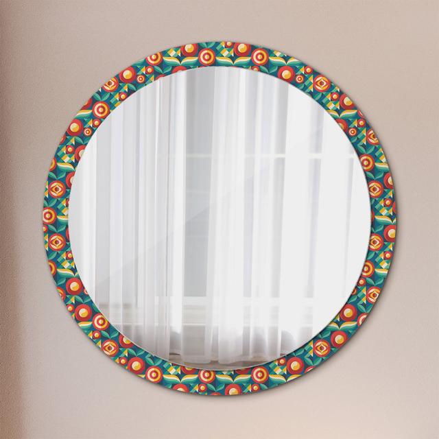 Huldar Round Glass Framed Wall Mounted Accent Mirror in Red/Yellow/Green East Urban Home on Productcaster.