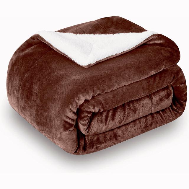 Hanae Sherpa Fleece Thick Blanket Bed Throws Fairmont Park Colour: Coffee on Productcaster.