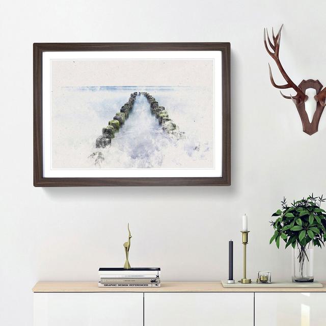 Breakwater in the Baltic Sea - Picture Frame Graphic Art Print East Urban Home Size: 40cm H x 60cm W x 2cm D, Frame Option: Walnut Framed on Productcaster.