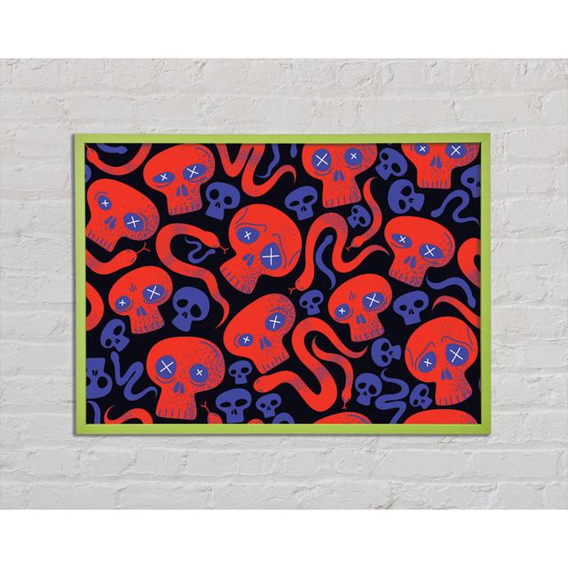 Assetou Red Skull And Snakes - Single Picture Frame Art Prints Happy Larry Size: 29.7cm H x 42cm W x 2cm D on Productcaster.