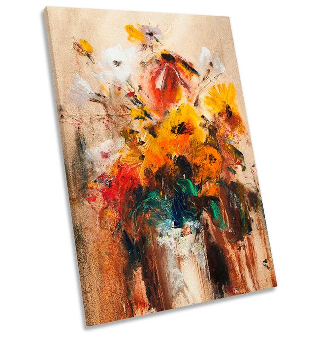 Flowers Vase Paint Floral - Wrapped Canvas Painting Marlow Home Co. Size: 61cm H x 40.6cm W x 2cm D on Productcaster.