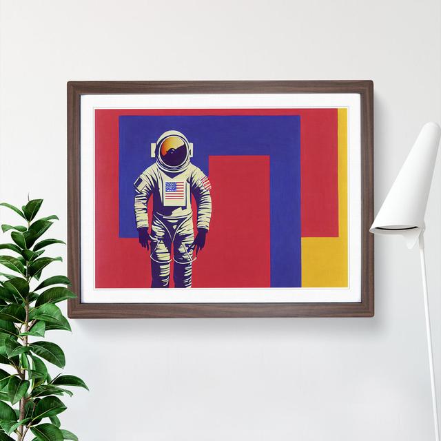 Astronaut Block Colour - Single Picture Frame Print George Oliver Size: 34cm H x 46cm W x 2cm D, Frame Option: Walnut on Productcaster.