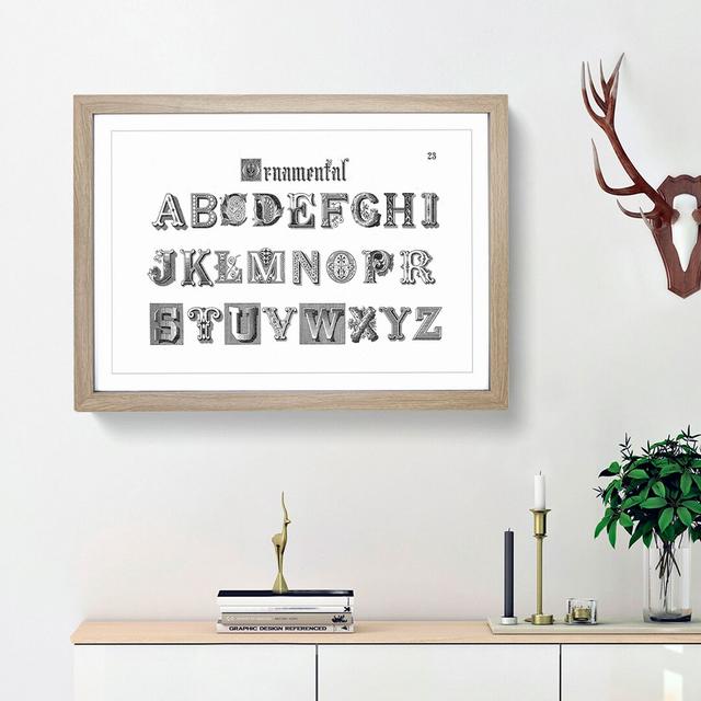 Ornamental Font Alphabet - Picture Frame Typography Print East Urban Home Frame Option: Oak Framed, Size: 27cm H x 36cm W x 2cm D on Productcaster.