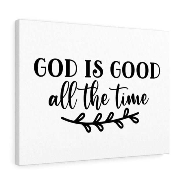 God Is Good All the Time Branch - Wrapped Canvas Typography Blue Elephant Size: 46cm H x 61cm W on Productcaster.