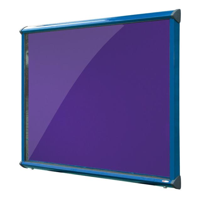 Exterior Wall Mounted Bulletin Board Symple Stuff Size: 75cm H x 96.7cm W, Frame Finish: Blue, Colour: Purple on Productcaster.