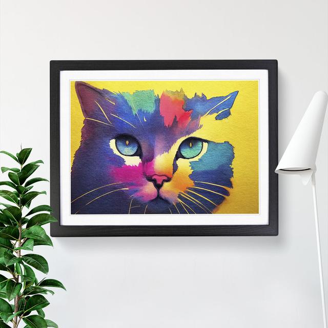 Colourful Cat Vol.3 - Picture Frame Graphic Art Marlow Home Co. Size: 25cm H x 34cm W x 2cm D, Frame Colour: Black on Productcaster.