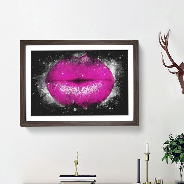 Hot Pink Lips - Picture Frame Graphic Art Print on MDF East Urban Home Size: 60cm H x 91cm W x 2cm D, Frame Option: Walnut Framed on Productcaster.