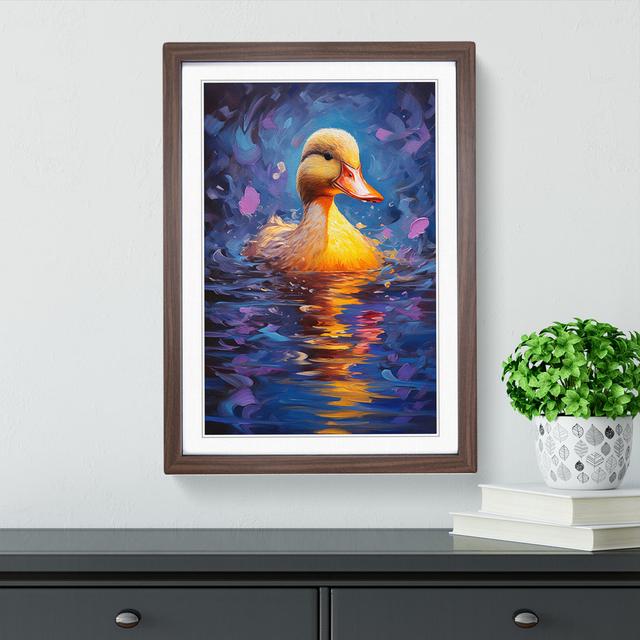 Duck Impressionism - Single Picture Frame Print on Wood Brambly Cottage Format: Walnut Framed, Size: 46cm H x 34cm W on Productcaster.