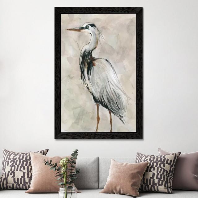 Crane at Dusk II by Carol Robinson - Painting Print on Canvas Highland Dunes Frame Option: Black Framed, Size: 66.04cm H x 45.72cm W x 3.81cm D on Productcaster.