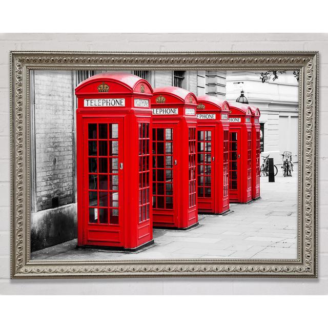 Red Telephone Box Lineup - Print Ebern Designs Size: 59.7cm H x 84.1cm W on Productcaster.