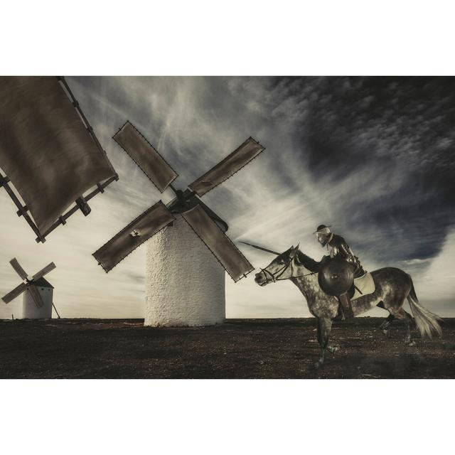 Horse Against Windmills by Aluxum - Print Latitude Run Size: 30cm H x 46cm W on Productcaster.