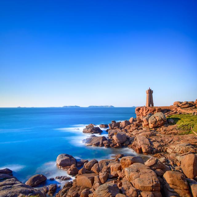 Ploumanach Lighthouse Sunset In Pink Granite Coast, Brittany, France. by StevanZZ - Wrapped Canvas Print Longshore Tides Size: 76cm H x 76cm W x 3.8cm on Productcaster.