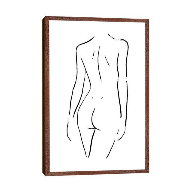 Female Body Sketch I - Black And White - Print on Canvas Ivy Bronx Size: 66.04cm H x 45.72cm W x 3.81cm D, Format: Classic Brown Wood Framed on Productcaster.