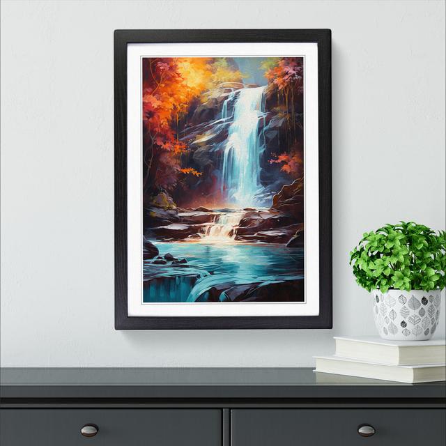 XYZ-FRM-V1223-6421 Waterfall Abstract No.3 - Single Picture Frame Print on Wood Big Box Art Frame Colour: Black, Size: 34cm H x 25cm W x 2cm D on Productcaster.