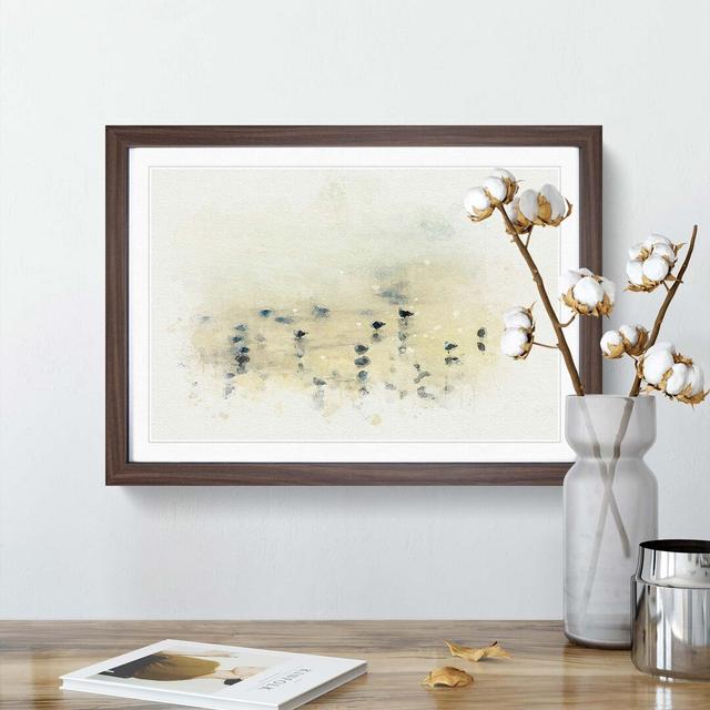 Seagulls upon the Beach in Abstract - Picture Frame Graphic Art Print East Urban Home Frame Option: Walnut, Size: 60cm H x 91cm W x 2cm D on Productcaster.