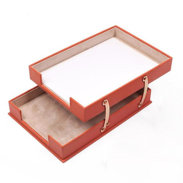 Michalla Leather / Faux Leather File Organiser Ebern Designs Colour: Orange on Productcaster.