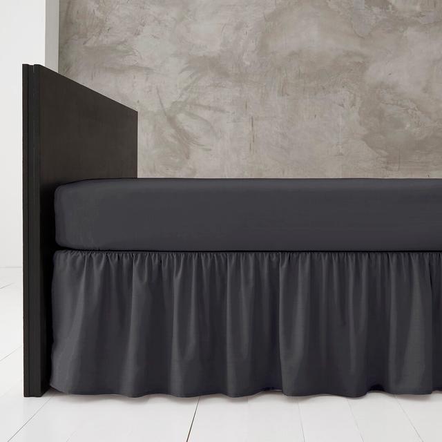 Block Bed Skirt 144 Bed Valance Marlow Home Co. Bed Size: Single (3'), Colour: Charcoal on Productcaster.