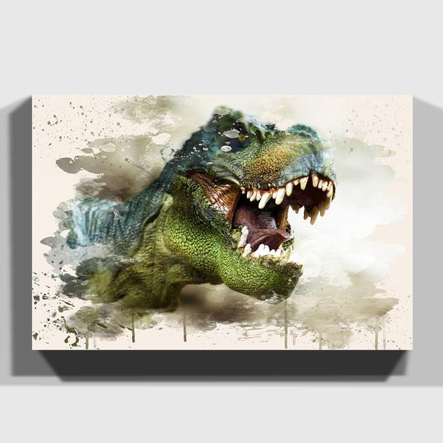 'Tyrannosaurus Rex Dinosaur (3)' Painting on Canvas East Urban Home Size: 40cm H x 60cm W on Productcaster.