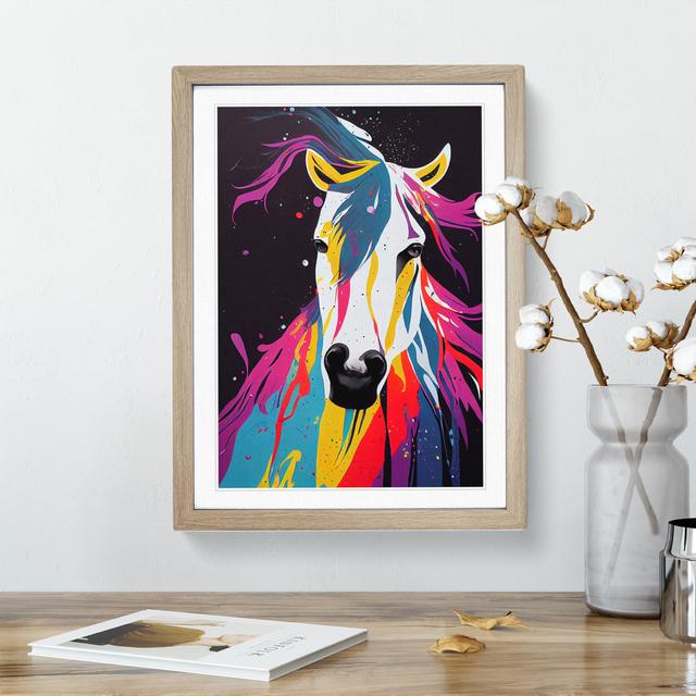 Horse Paint Splash No.4 Abstract - Picture Frame Painting Latitude Run Frame Colour: Oak, Size: 34cm H x 25cm W x 2cm D on Productcaster.