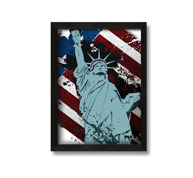 Retro Statue of Liberty - Picture Frame Graphic Art on Canvas Latitude Run Size: 60cm H x 42cm W x 10cm D on Productcaster.