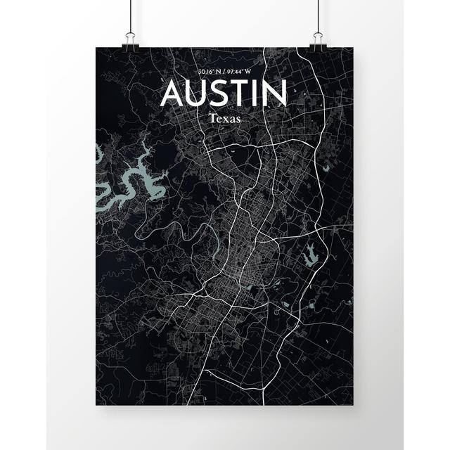 Austin City Map - Unframed Graphic Art Print on Paper East Urban Home Size: 70.1cm H x 50cm W x 0.13cm D, Colour: Black on Productcaster.