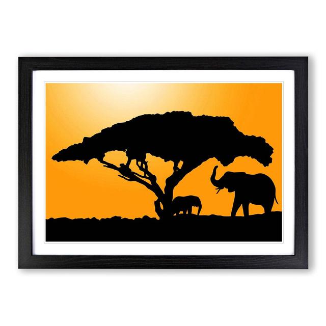 'Mother and Baby Elephant 4' Framed Graphic Art Big Box Art Frame Colour: Black on Productcaster.