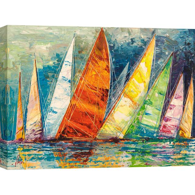 Multi-Coloured Sails by Luigi Florio - Wrapped Canvas Art Prints Longshore Tides Size: 90cm H x 120cm W x 4cm D on Productcaster.