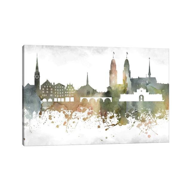 Zurich Skyline by WallDecorAddict - Wrapped Canvas Painting Latitude Run Size: 101.6cm H x 152.4cm W x 3.81cm D on Productcaster.